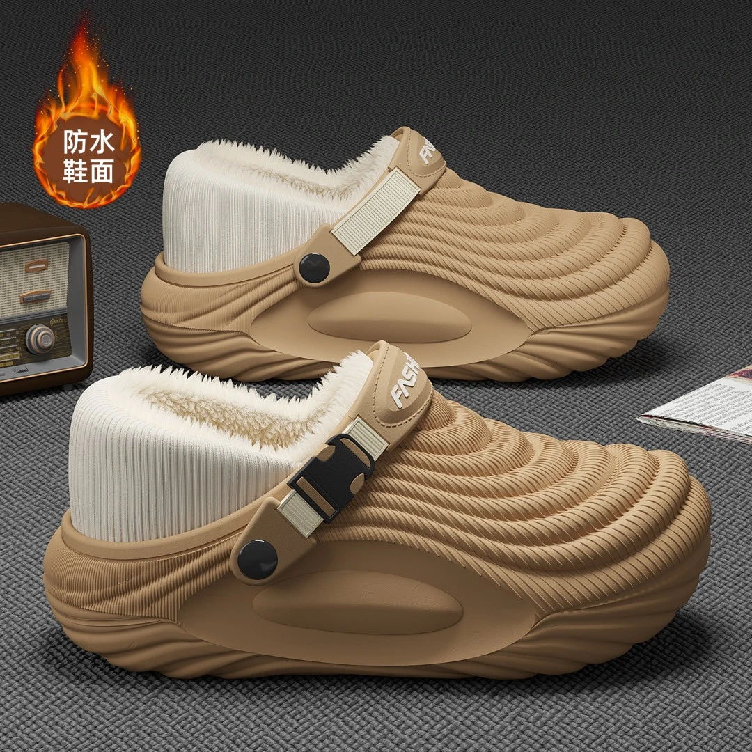 棉拖鞋男款2025新款冬季室内外穿防水包跟保暖防滑防臭棉拖鞋男士