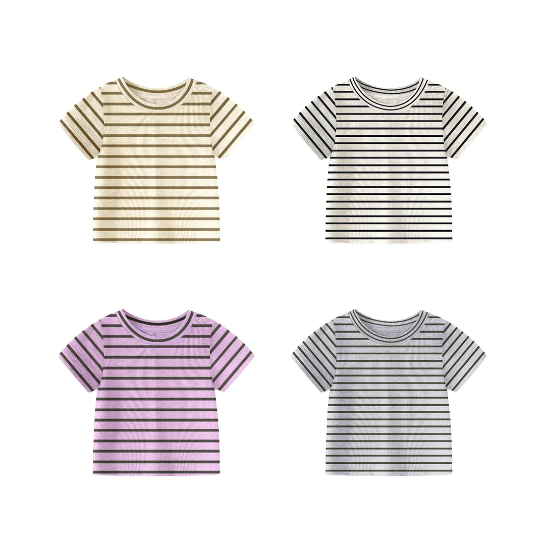 【条纹T恤】男女宝短袖条纹女T恤条纹短袖t恤夏季圆领宝宝半袖上衣