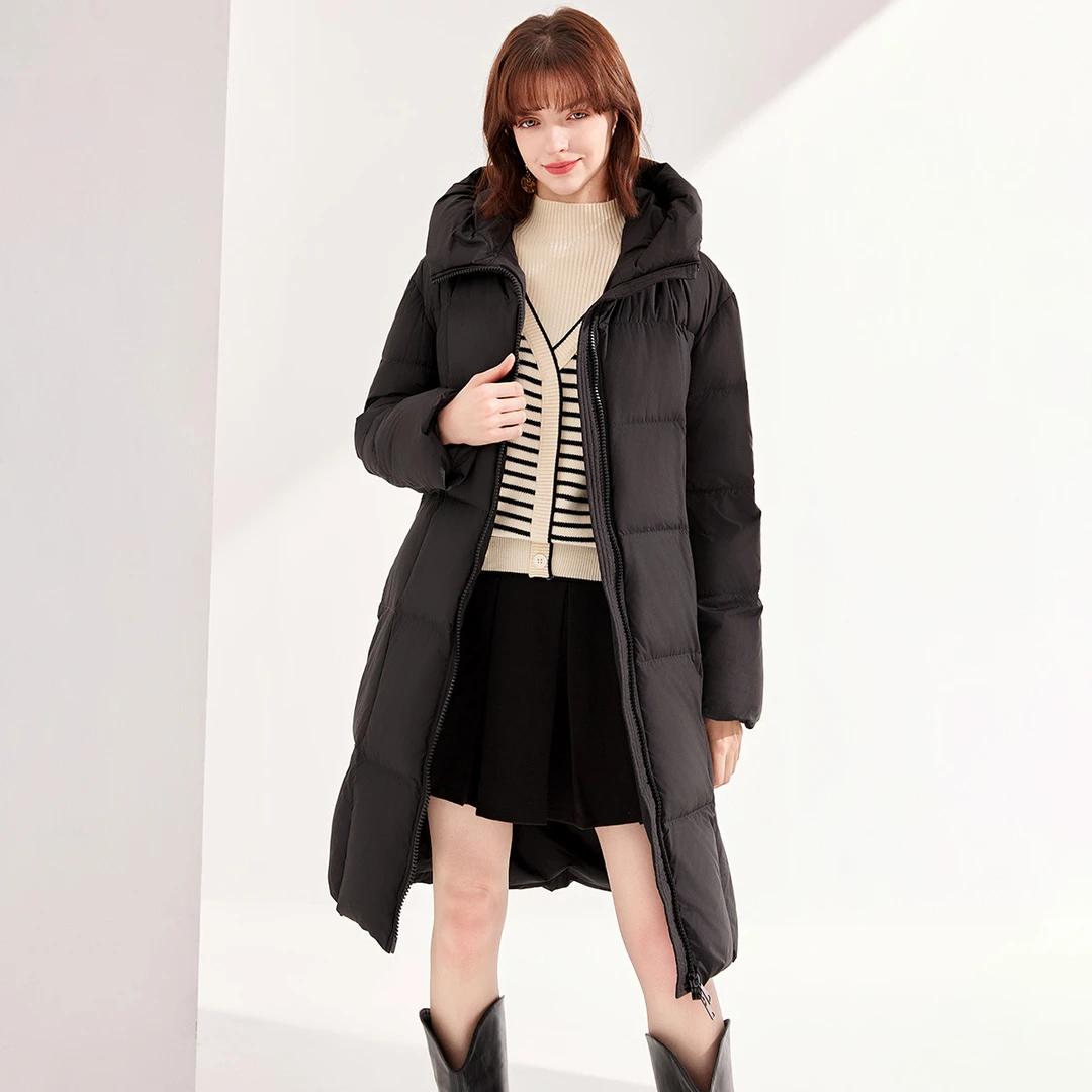 【90绒】冬款纯色简约中长款外套保暖舒适服女NYH341382