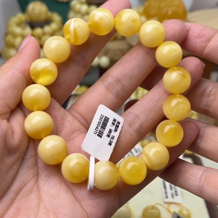 未镶嵌蜜蜡手串12+圆珠手串