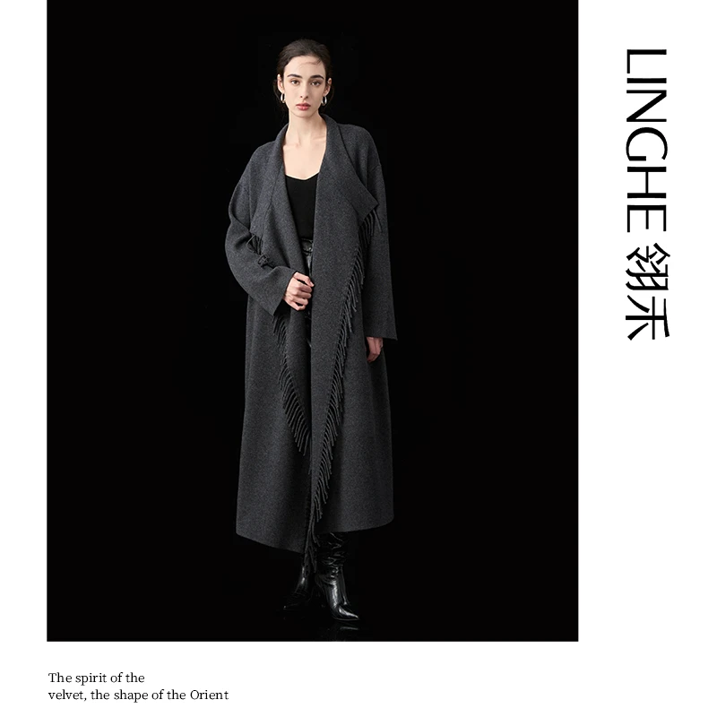 翎禾LINGHE「灰忆旧游 」-长袖针织开衫75%绵羊毛 25