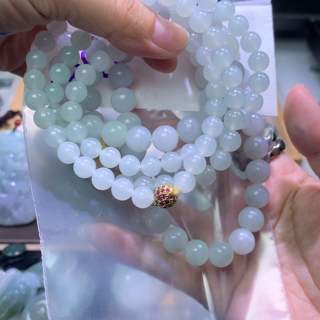 清***然未镶嵌定制翡翠珠链卡9卡7