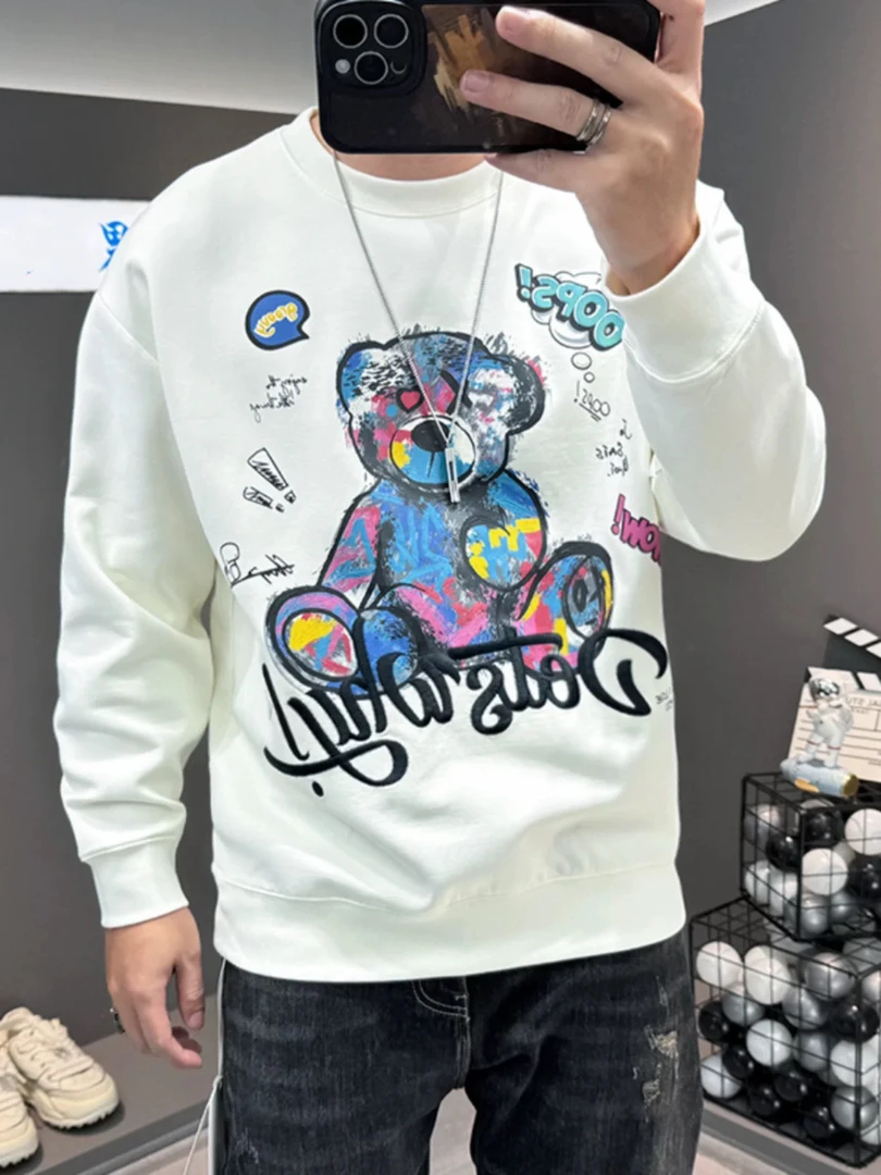 卡通印花卫衣男2025秋冬季新款高端男装圆领休闲套头长袖男装上衣