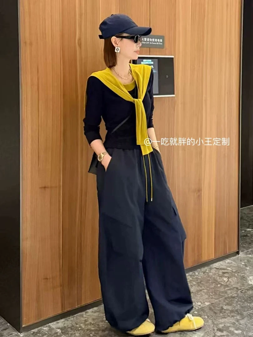 【小王家】时尚套装早秋时尚上衣小衫阔腿裤休闲裤裤子秋季三件套