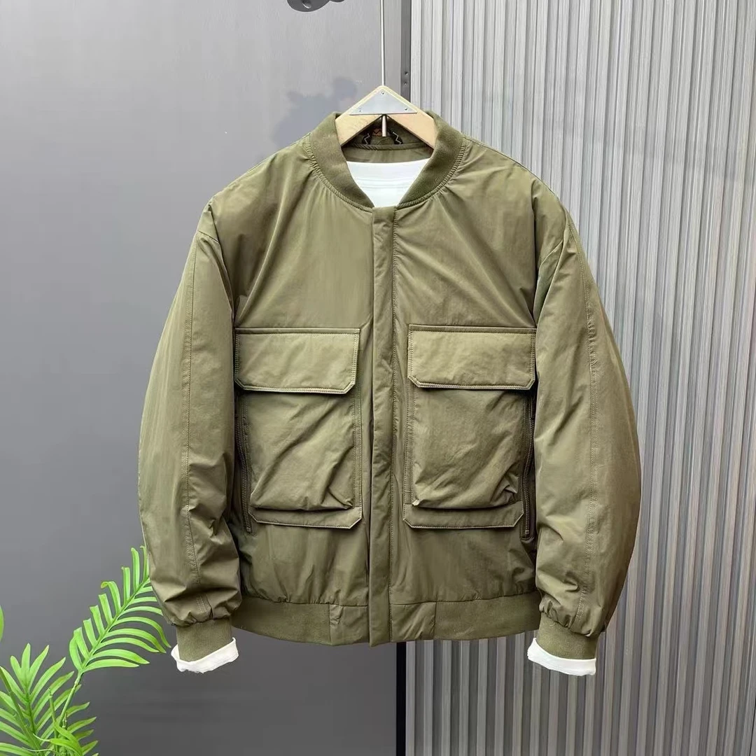 加厚外套冬季爆款修身棒球领高级外套青年防寒服男士轻薄机车