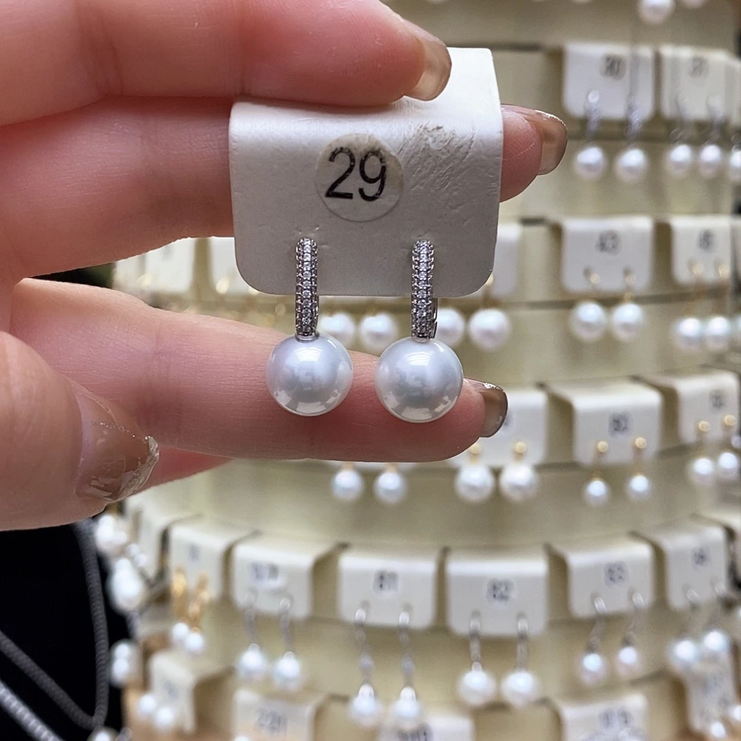 淡水珍珠耳饰银S925镶嵌