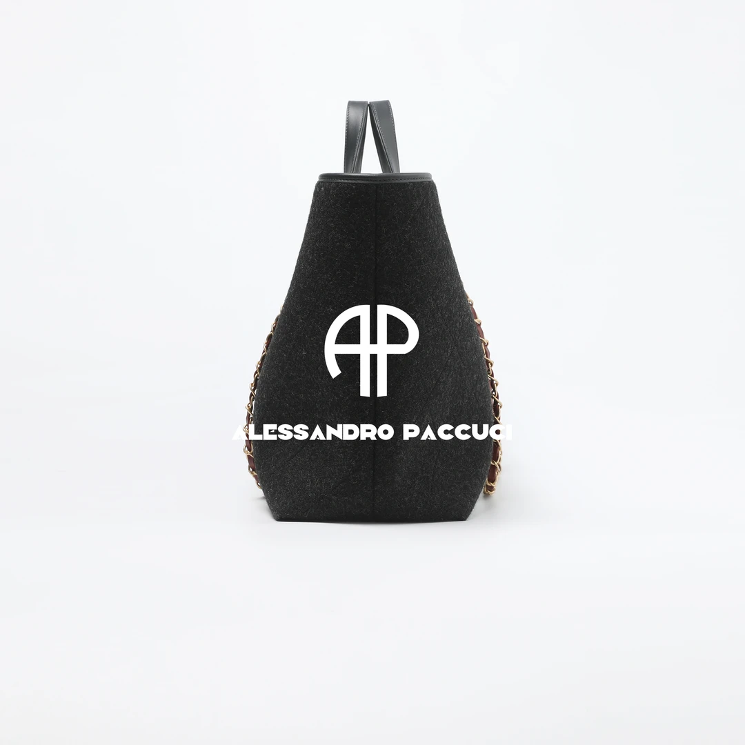 AP洛哥53107BT羊毛呢+牛皮撞色链条简约时尚大容量包包手提包