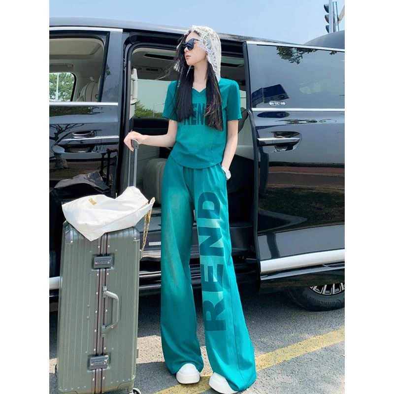 小个子时尚套装女2025新款爆款洋气夏季减龄短袖卫衣阔腿裤两件套