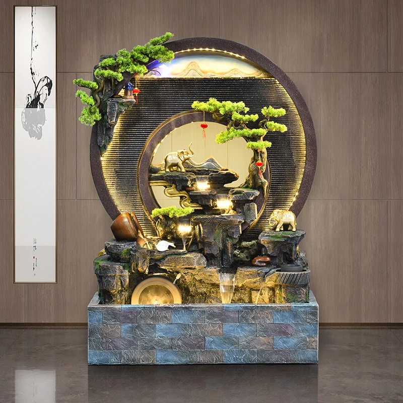 水幕墙流水屏风公司庭院玄关假山喷泉循环水景观装饰落地摆件