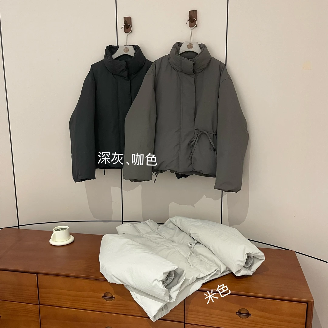 新款气质休闲简约纯色长袖立领羽绒服YR9034