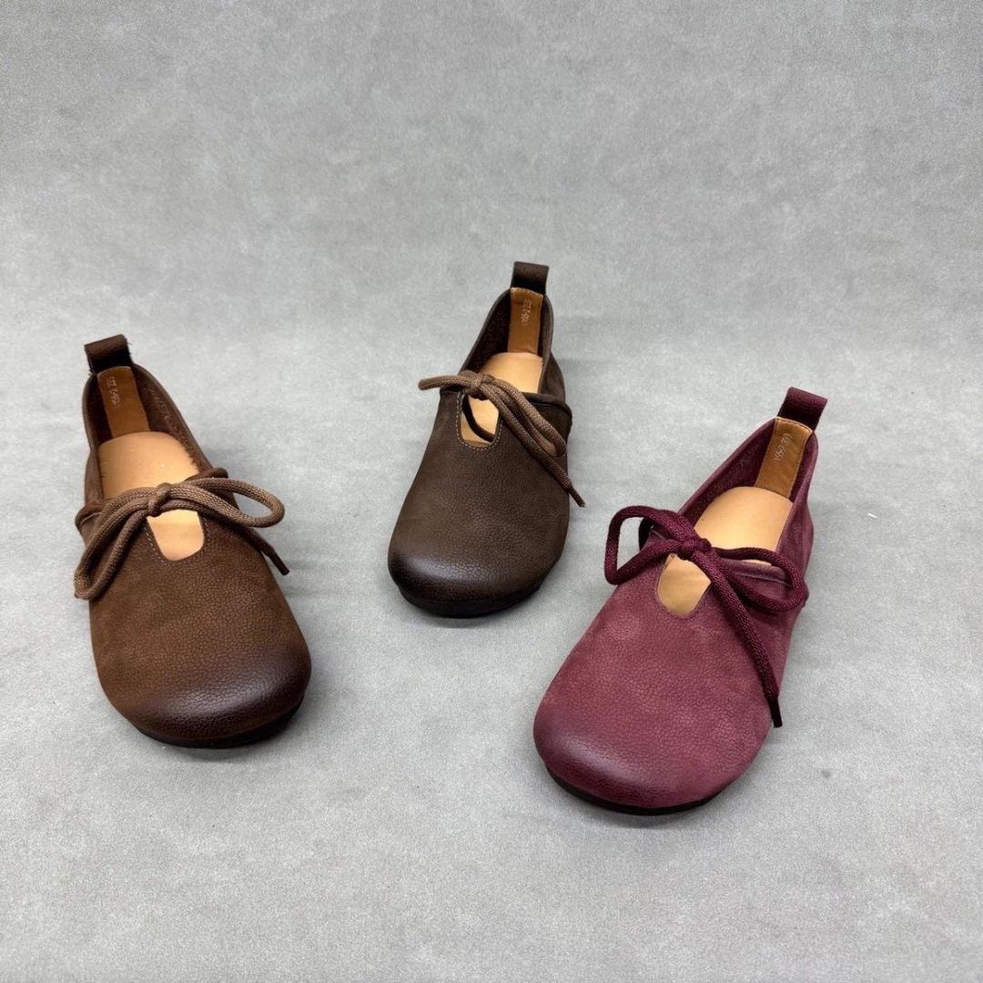 A155-2豆豆鞋单鞋休闲浅口系带圆头妈妈鞋春季乐福鞋