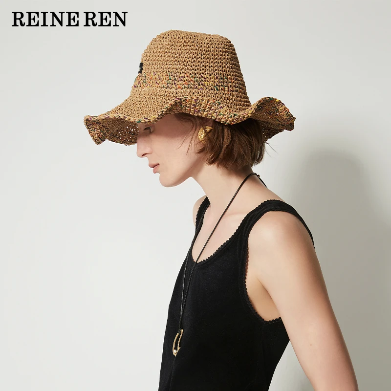 REINEREN重推花色编织度假渔夫草帽气质时尚设计感小众渔夫草帽