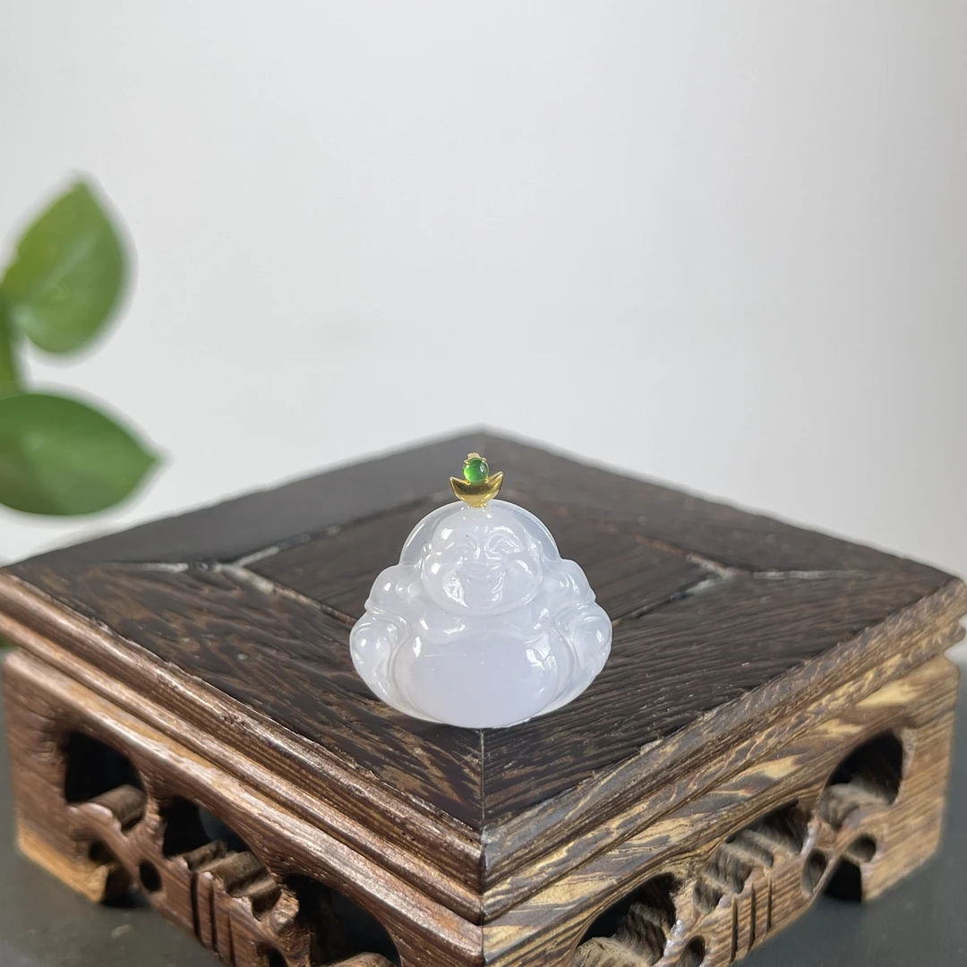 JTB29-76 天然翡翠缅甸A货 18K扣佛公