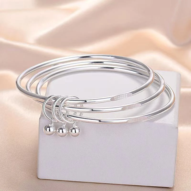 足银三生三世素圈三圈三环手镯082
