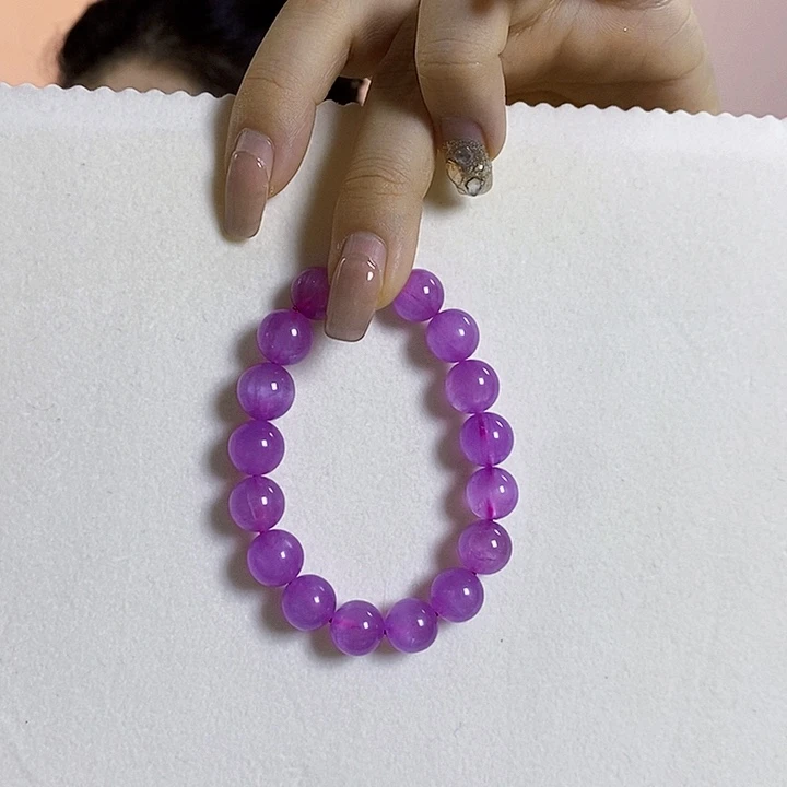 紫锂辉高冰收藏级顶配手串10+锂辉石未镶嵌