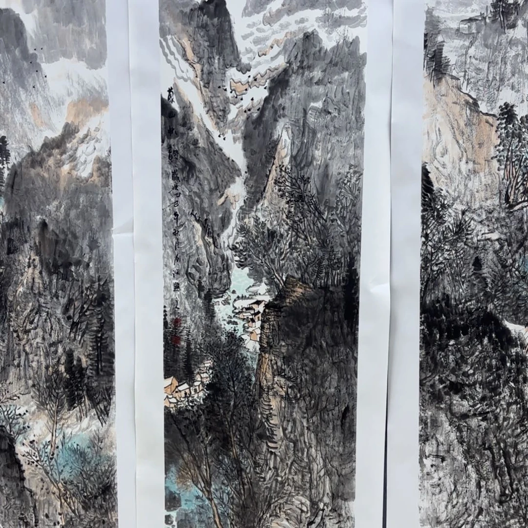 沧***亭国画liubo四尺对开艺