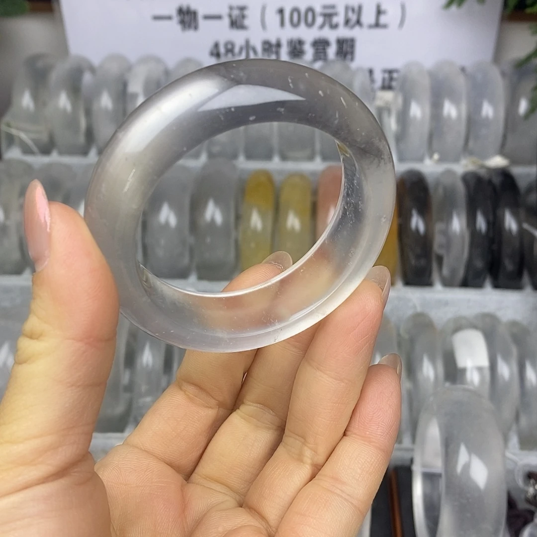 石英质玉未镶嵌手镯49.6乌鸡黑钢飘雪2384