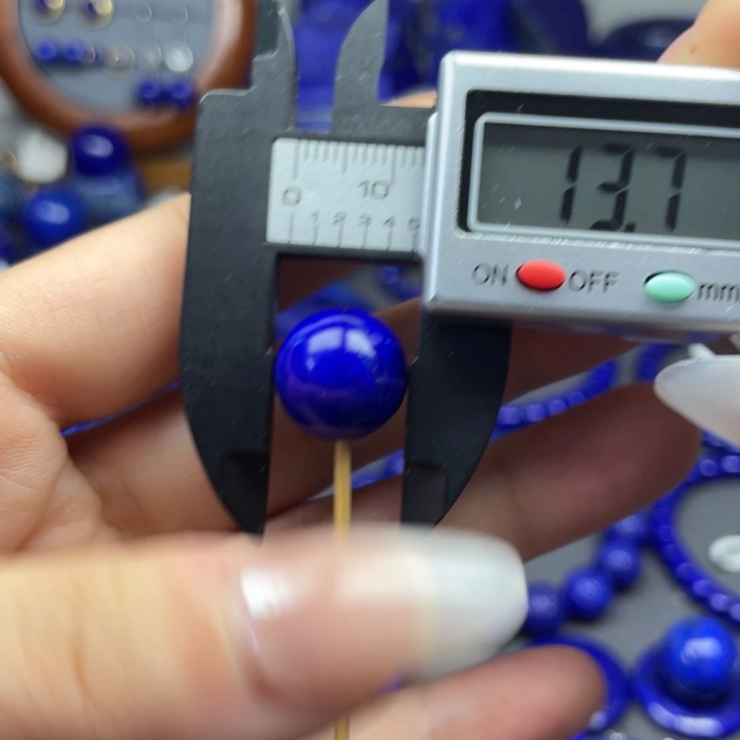 青金石未镶嵌单珠13+（带天然白线）