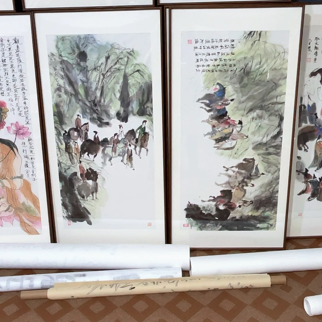 海***中国画手绘画作品带框