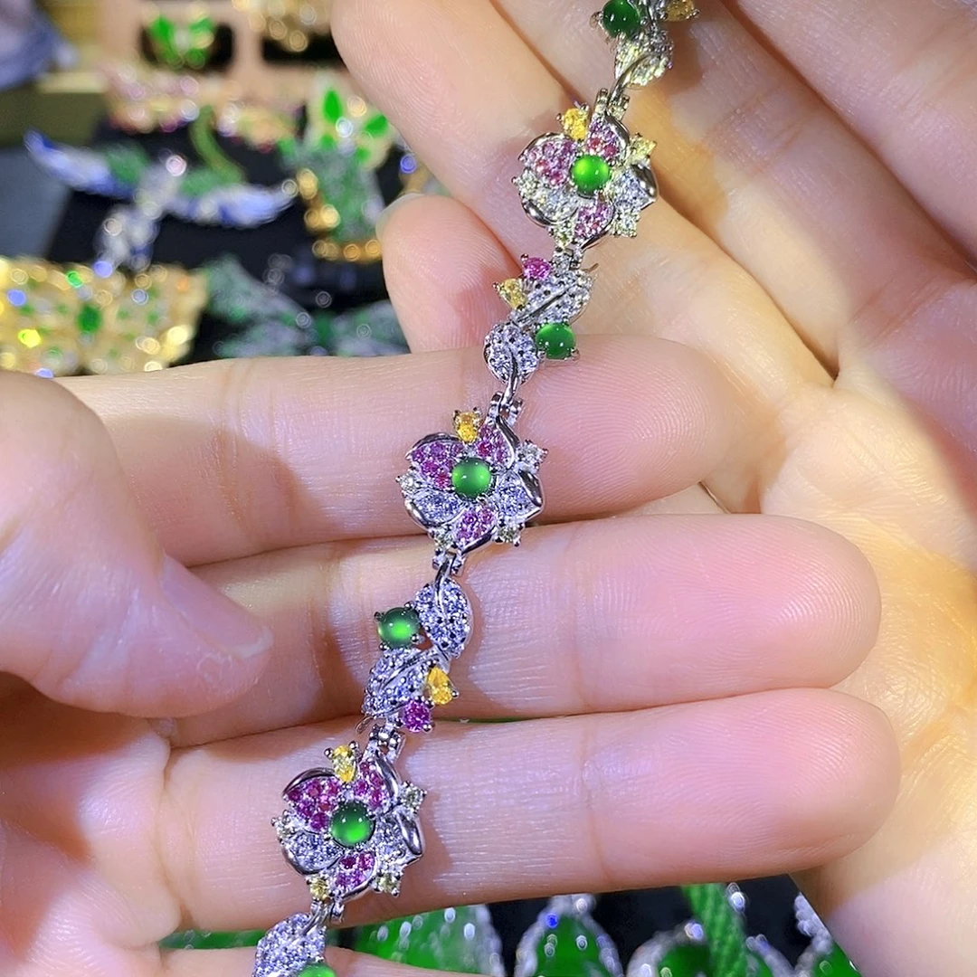 吊坠(不含链)银S925镶嵌翡翠