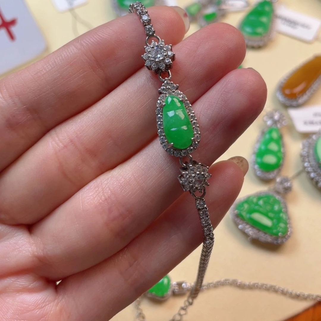 翡翠吊坠(不含链)银S925镶嵌手链