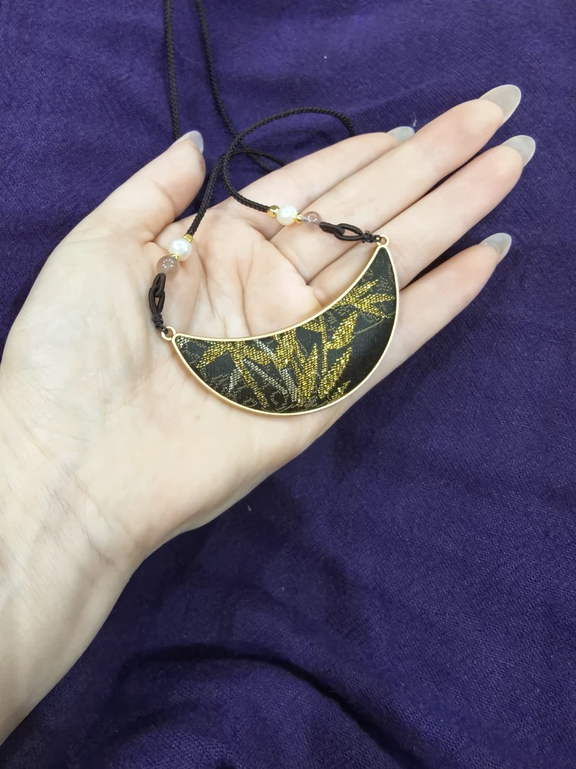 原创宋锦黑金竹项链