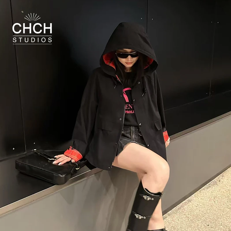 RAQWT22494早春新款连帽开衫风衣外套男女同款
