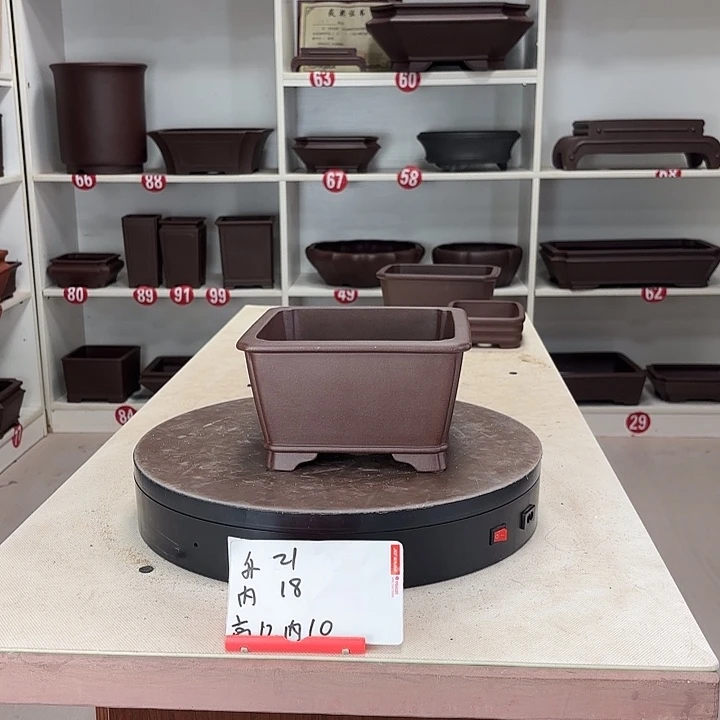 紫砂花盆抽角小四方