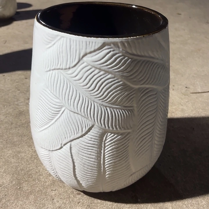 紫砂茶碗白芭蕉叶口径20高度30