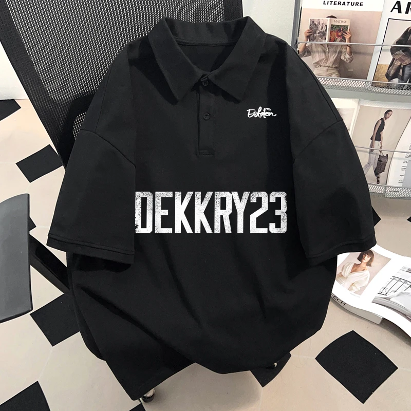 jtrt美式高街字母设计纯棉Polo衫短袖男女夏季款潮牌宽松翻领上衣