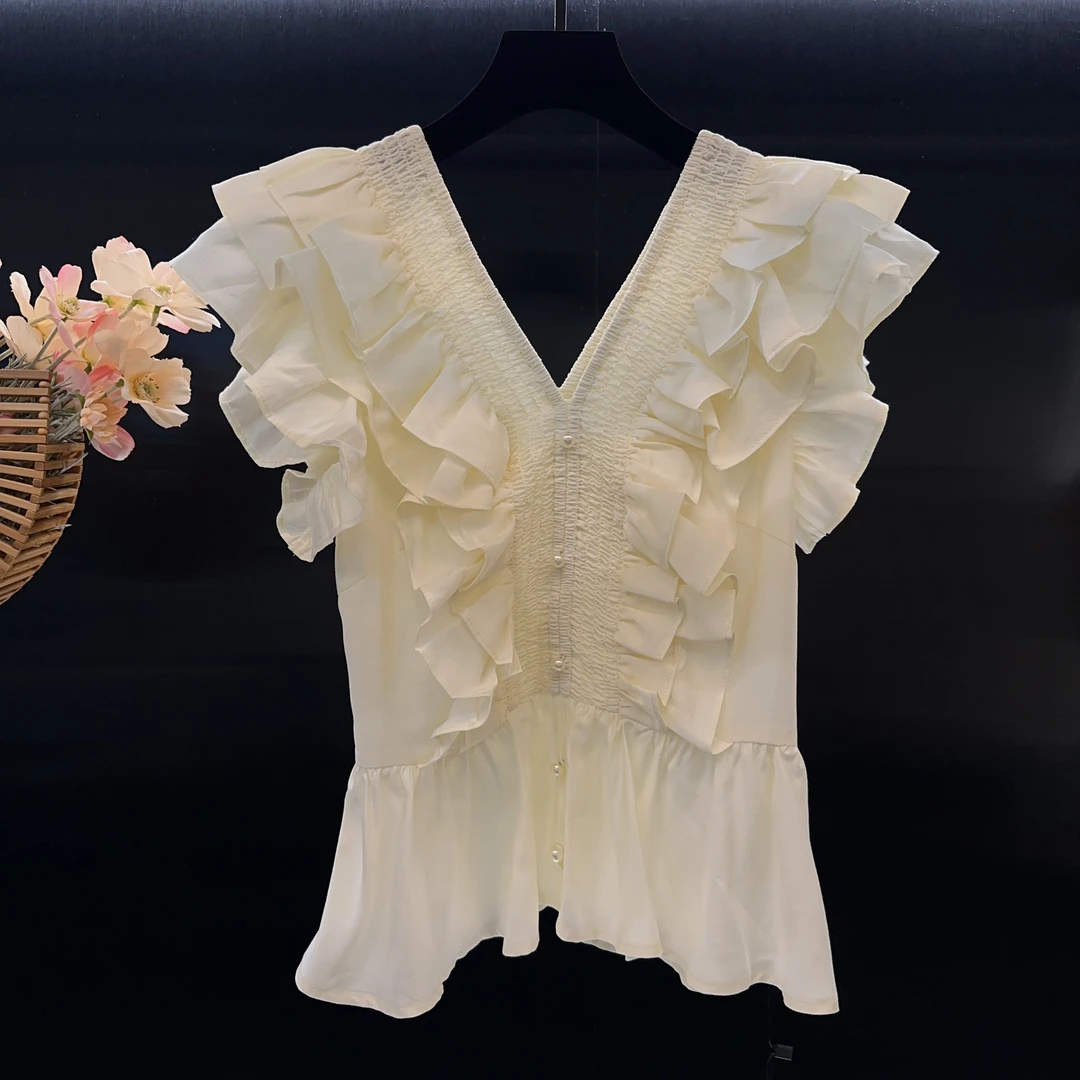 《高端定制》设计师款法式百花遮上衣