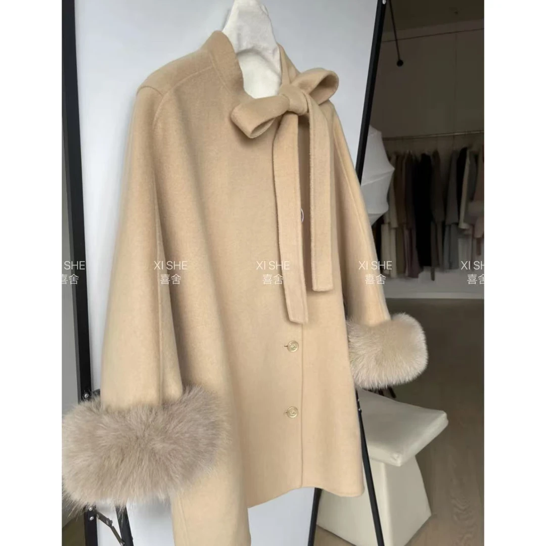 Cette Saison富家千金~蝴蝶结斗篷毛呢大衣  CS-4ATC707