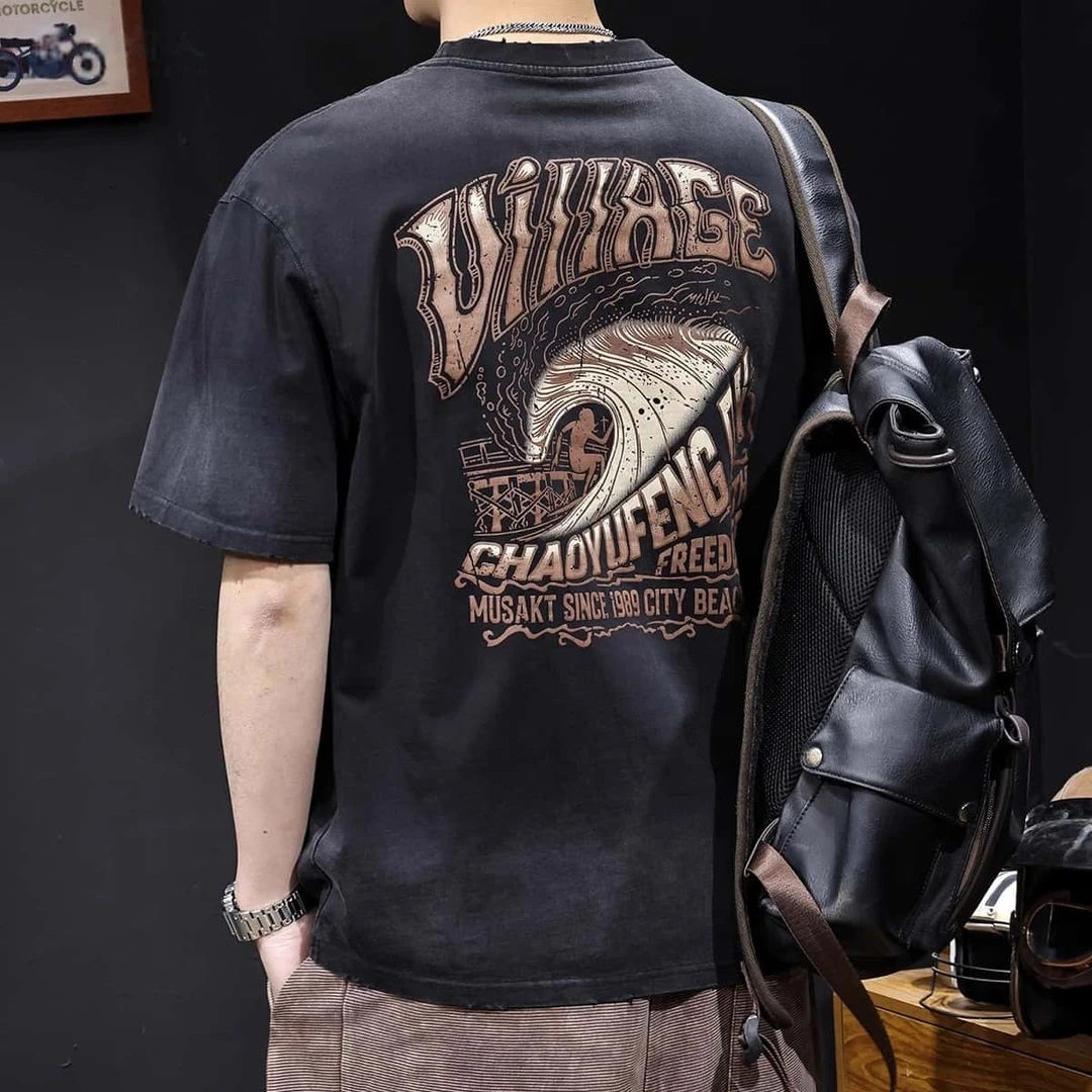 LEIGHZ/雷茨重磅短袖t恤男夏季2025新款宽松大码高端衣服美式男装