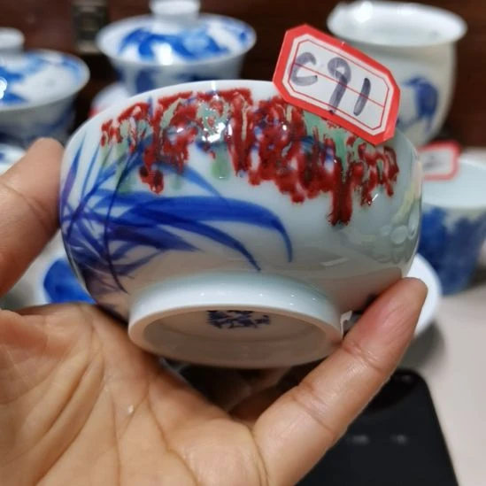 杯张学鸿老师青花釉里红内外双绘