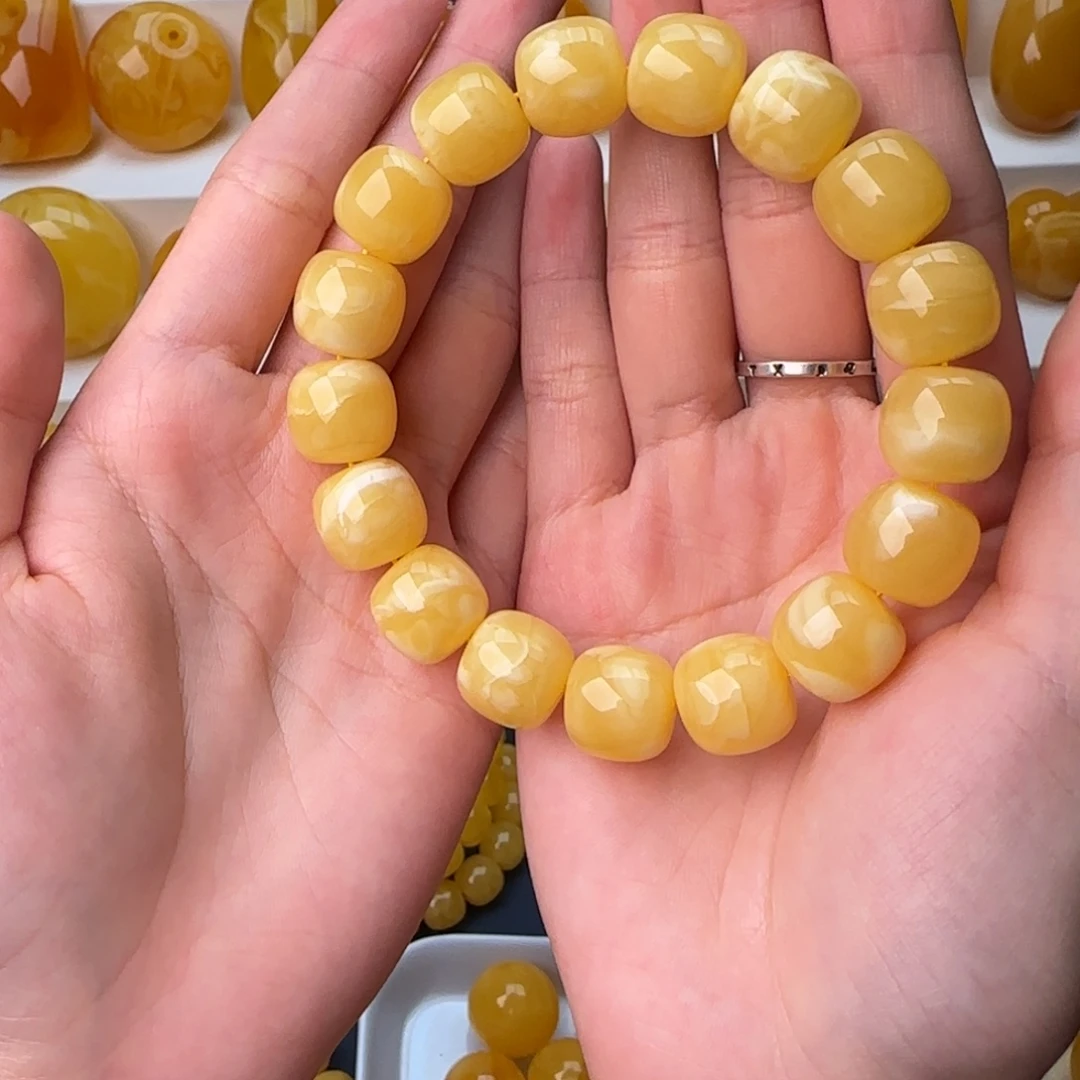 琥珀未镶嵌颈饰同料老型14手串