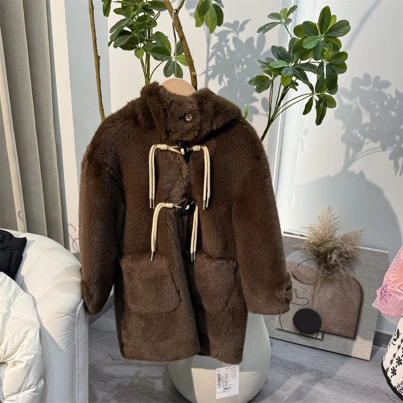 1208【兰】儿童时尚休闲毛毛带帽大衣-24503