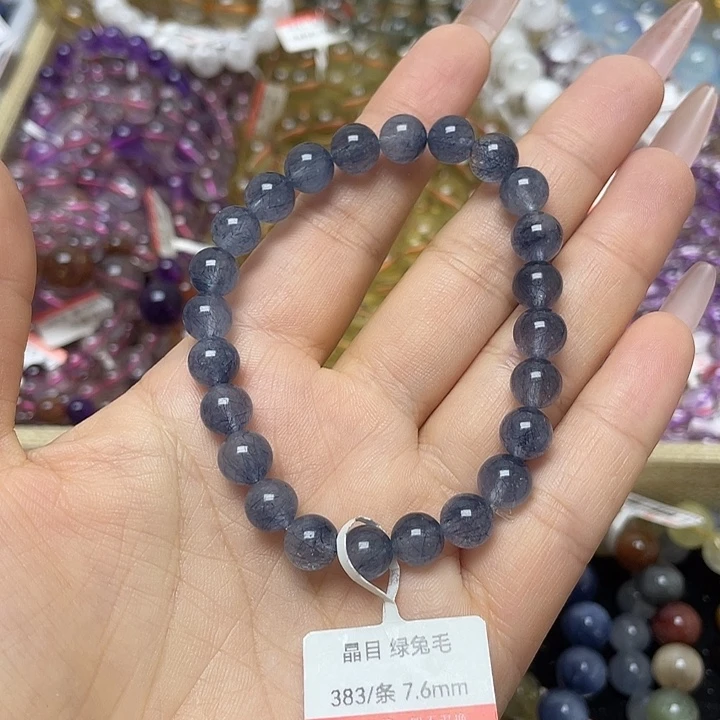 水晶手链未镶嵌蓝兔毛7.6