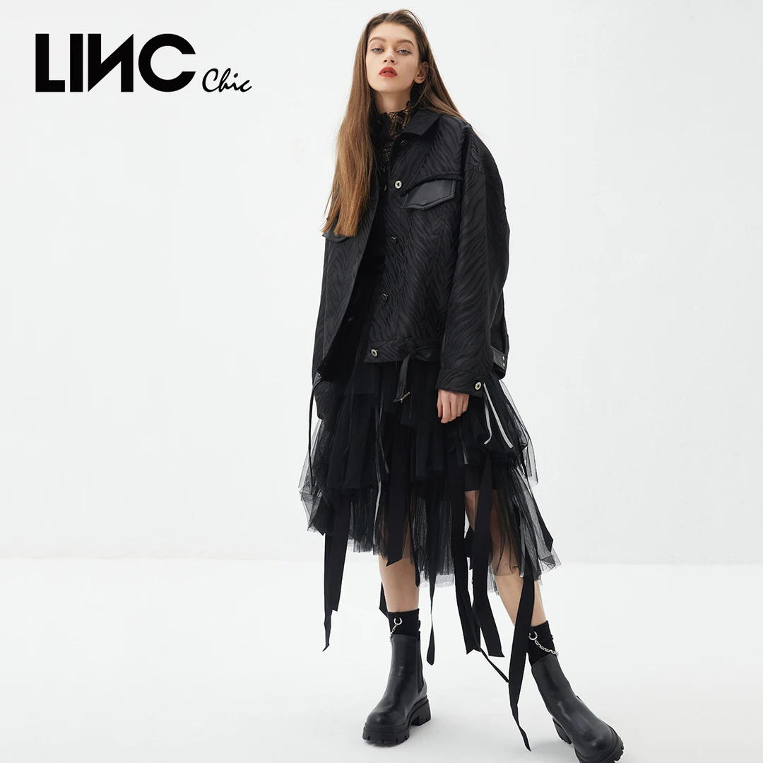 LINCCHIC/金羽杰春秋提花夹克外套S213JK374