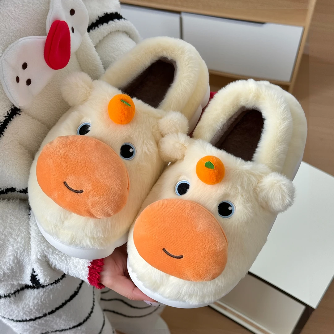 可爱卡通全包棉拖鞋冬季半包情侣外穿防滑居家室内厚毛绒保暖棉鞋
