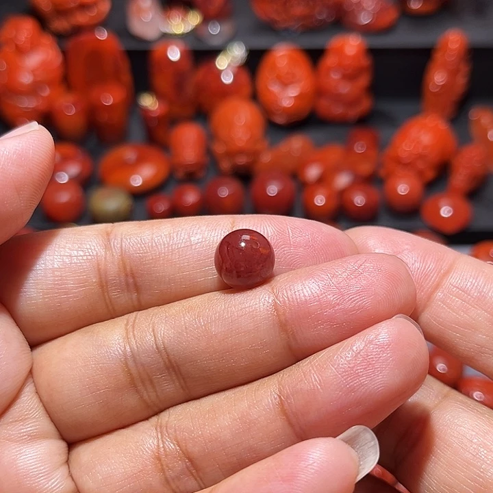 南红玛瑙未镶嵌配饰火焰纹圆珠10mm