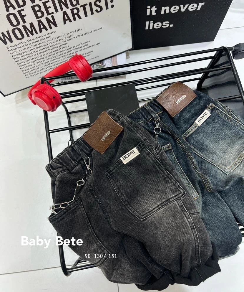 【新疆包邮】秋季新款小童超酷黑色牛仔裤X368