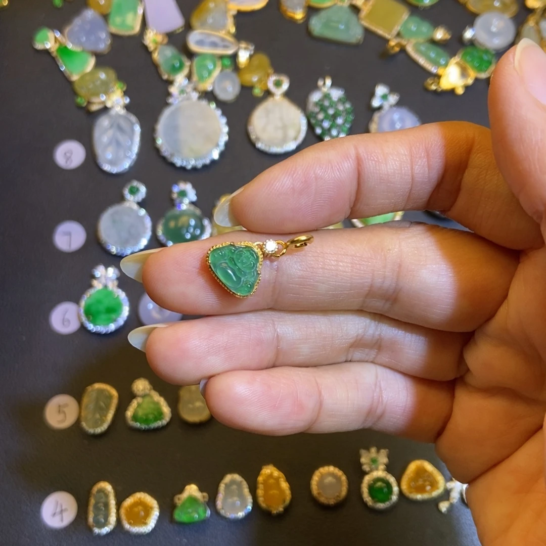 翡翠银S925镶嵌吊坠(不含链)