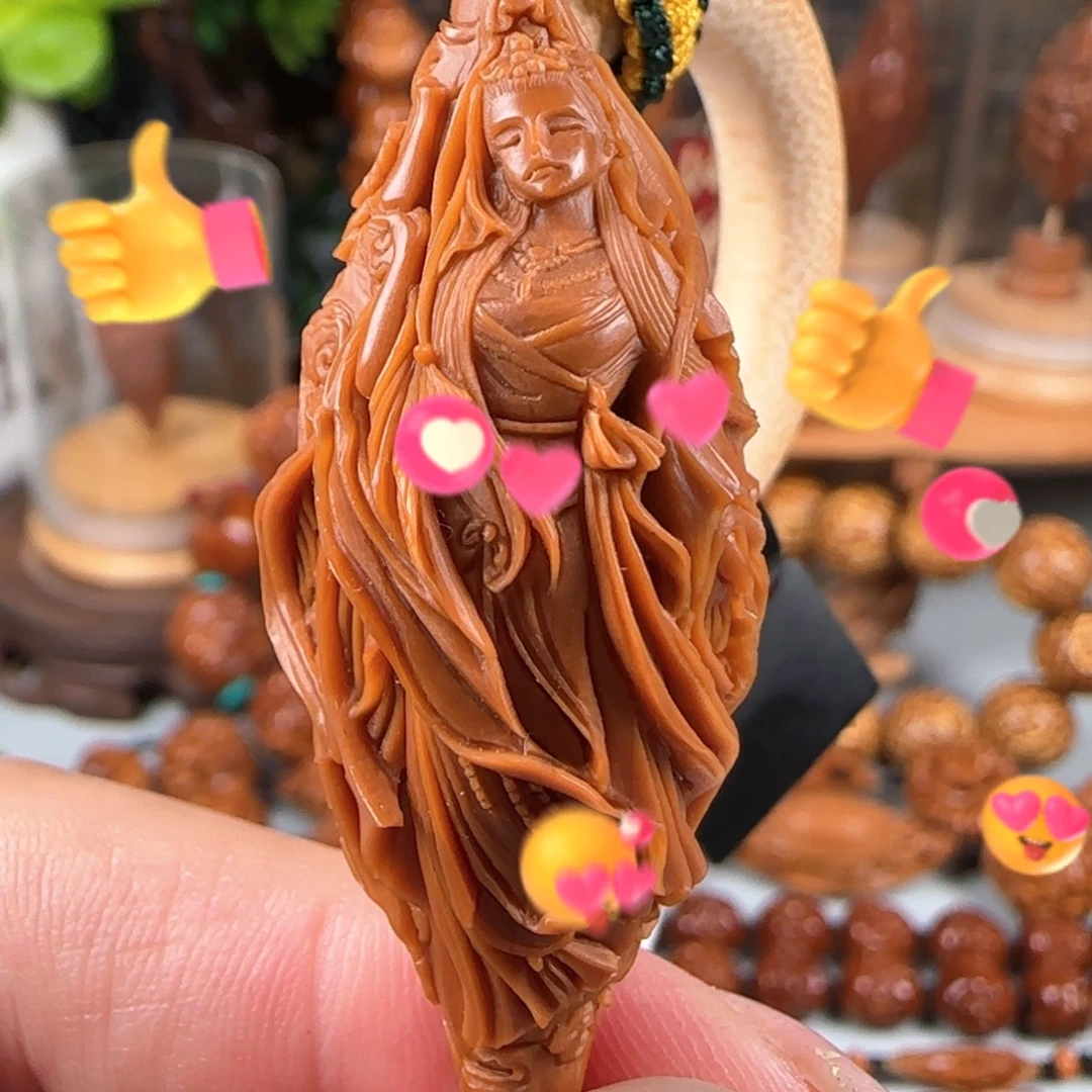 手串/手链橄榄核宽2.15鸡血红水晶核凤凰观音吊坠