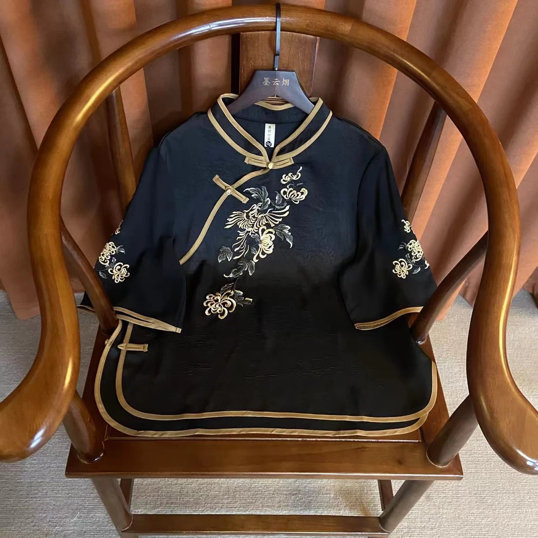 【虞姬】时尚女装薄款新中式上衣小衫国风气质五分袖高档唐装