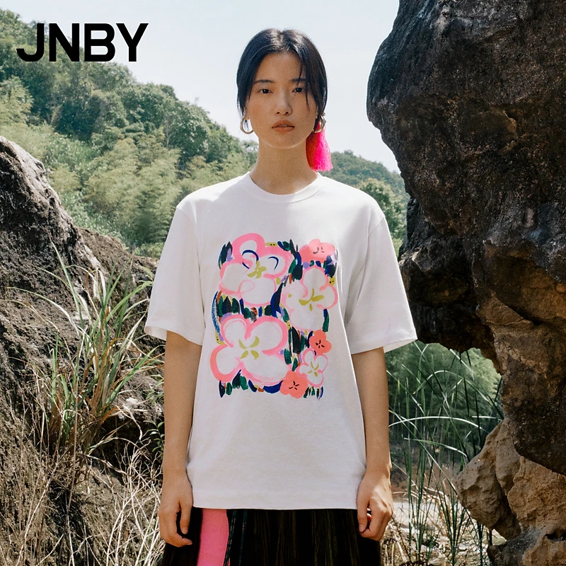 JNBY/江南布衣女装T恤设计感花卉涂鸦印花通勤女5O2113980