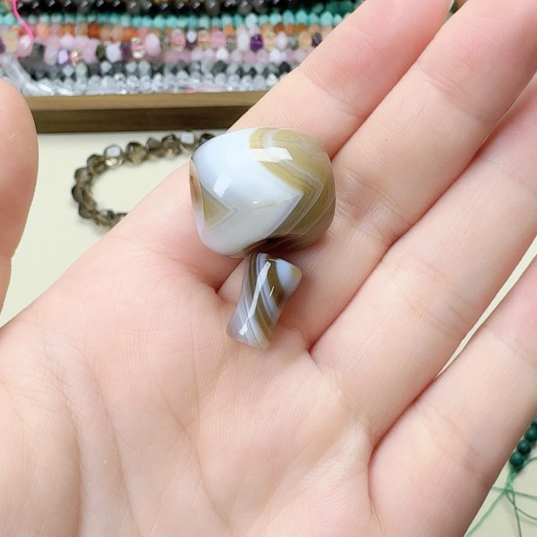 玛瑙/玉髓合金珠宝半成品条纹玛瑙三通一套