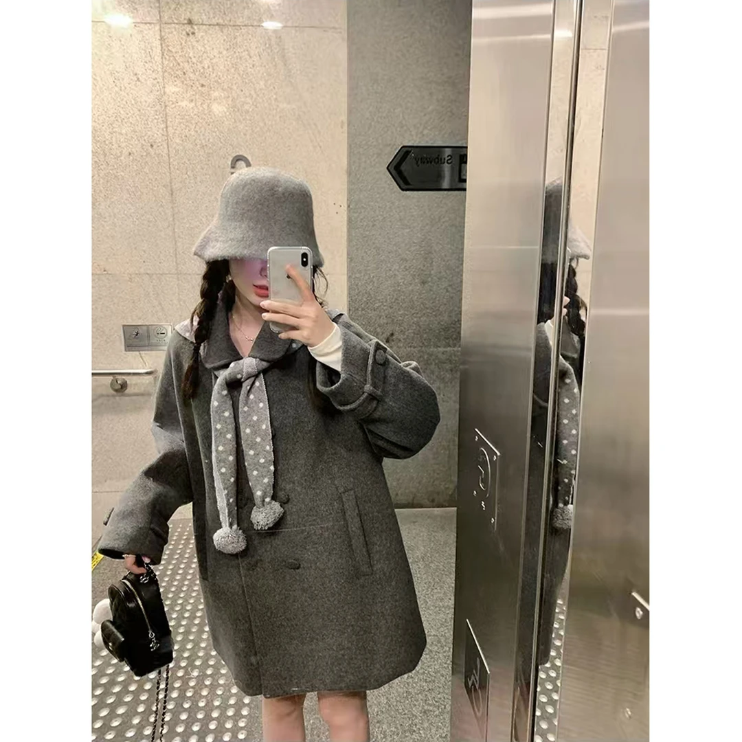 外套女装爆款2025新款小个子高级感气质复古灰色毛呢大衣秋冬季