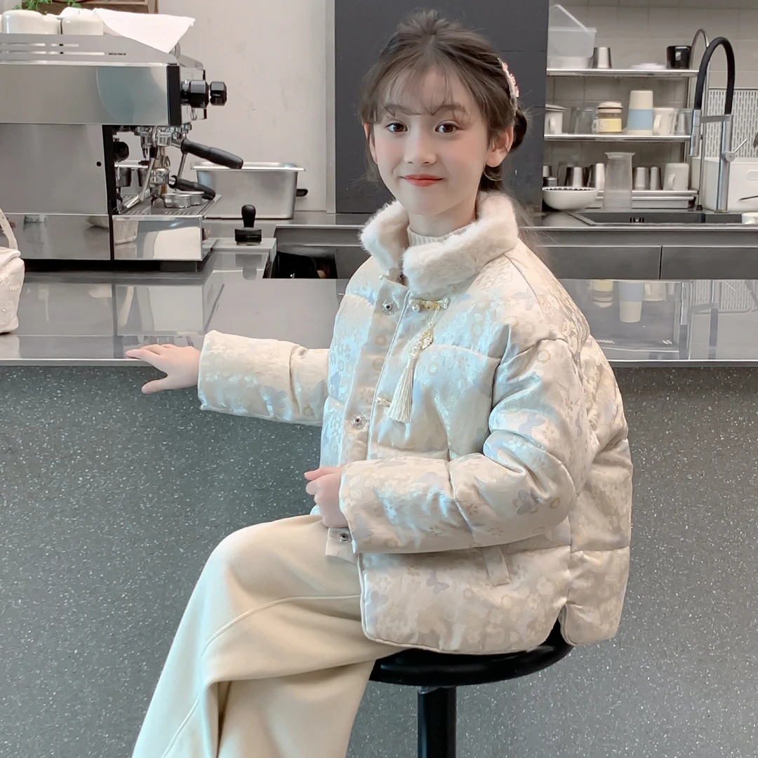女童棉服冬季2025新款儿童网红洋气国风汉服外套女孩冬装古风棉袄