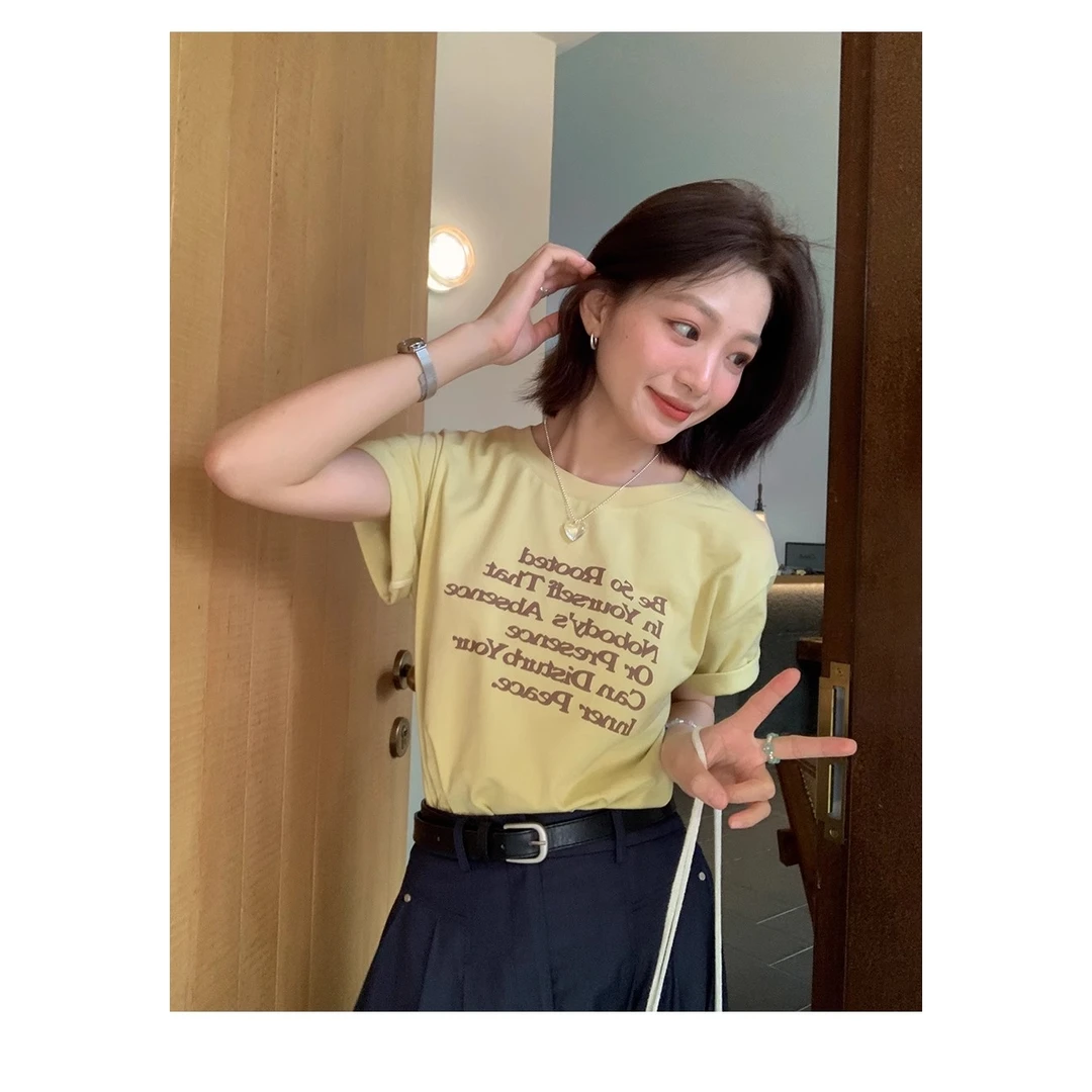 2025新版网红洋气甜美可爱风格炸街女装字母印花短袖蓝色裙子套装