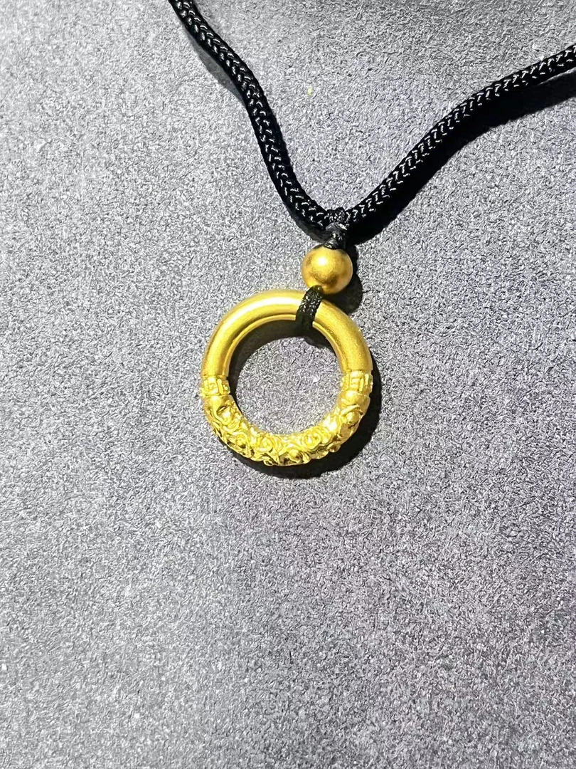 足金乾坤圈平安扣吊坠